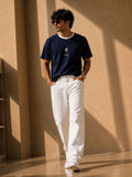 Men Oversized T-Shirt – Navy Blue & White