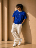 Men Oversized T-Shirt – Royal Blue & White