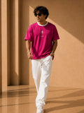 Men Oversized T-Shirt – Magenta Pink & White