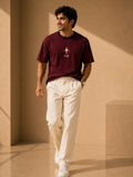Men Oversized T-Shirt – Maroon & Black