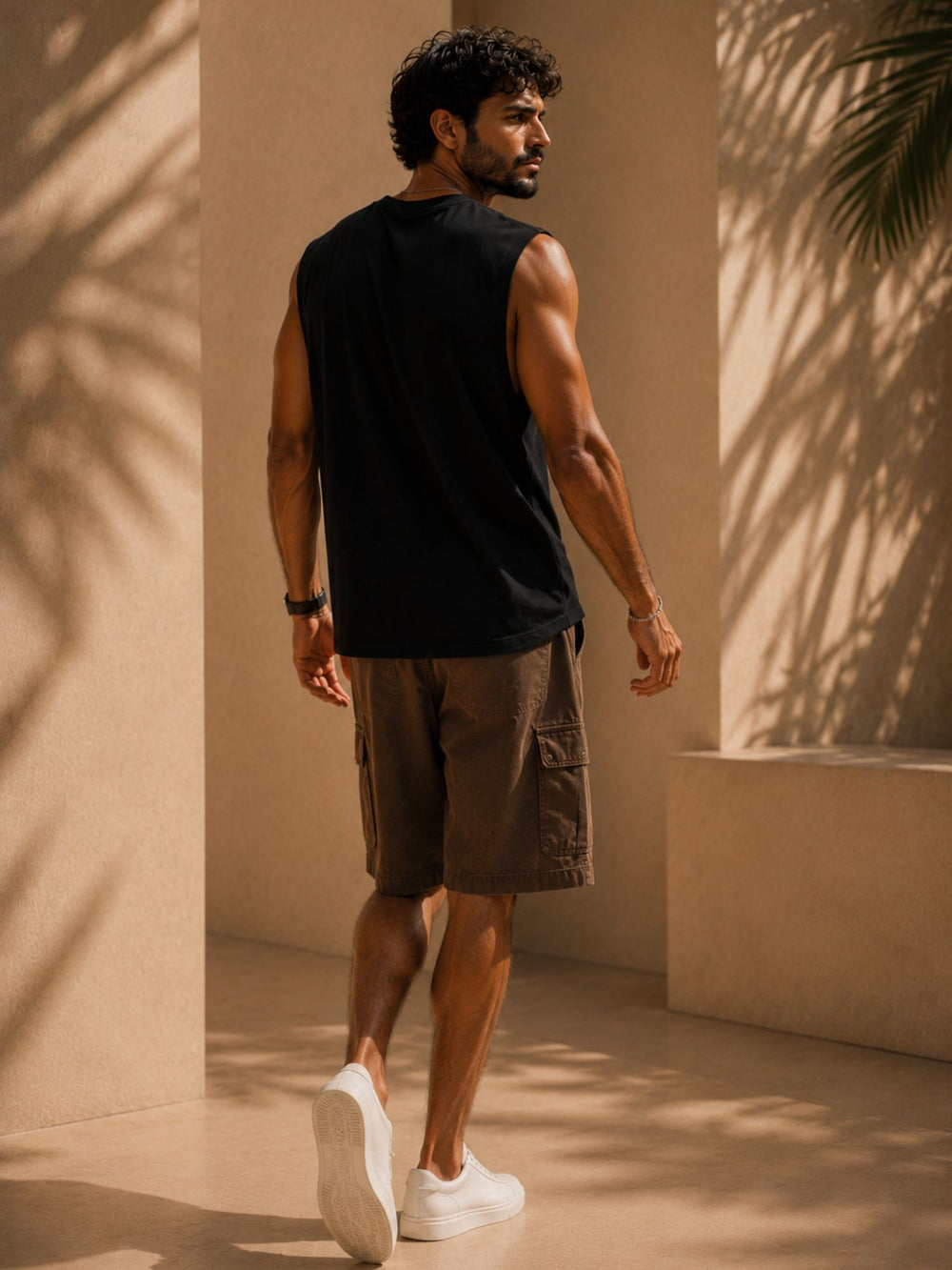 Men's black oversized boxy tank, view 2 | FLCN